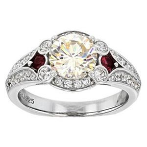 3.02cttw Thorsonite, Red Spinel, And White Zircon Platinum Plated SS 925 ring